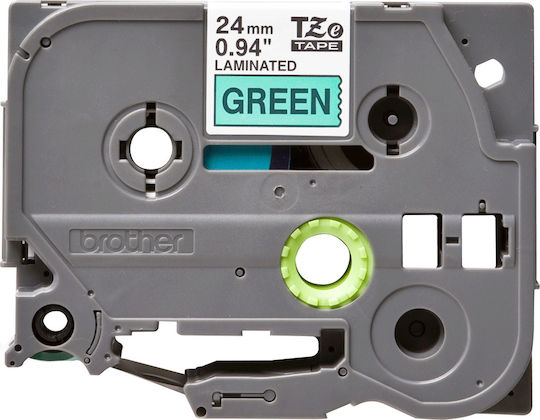 Brother Етикетна Лента 8м x 24мм в Зелен Цвят Съвместима с Brother TZe/TZ