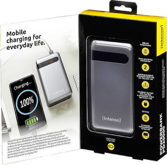 Intenso PD20000 Power Bank 20000mAh με Θύρα USB-A και Θύρα USB-C Quick Charge 3.0 / Power Delivery Γκρι
