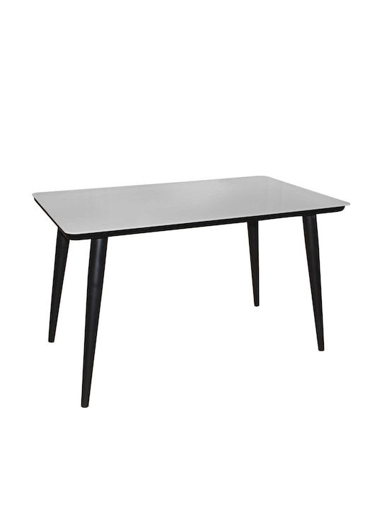 Union Table Dining Room with Glass Surface Black Glass White 130x80x75cm