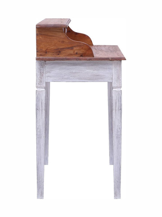 Sekretärin-Schreibtisch aus Massivholz White / Natural 90x50x101cm