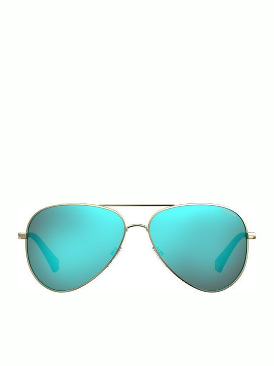 Polaroid Men's Sunglasses with Gold Metal Frame and Blue Gradient Polarized Lenses PLD 6012/N J5G/5X