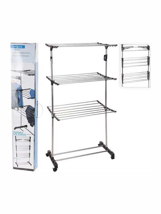 Folding Clothes Drying Rack 80x57x165 cm Folding Floor Clothes Drying Rack for Balcony Metallic with Wheels 80x57cm