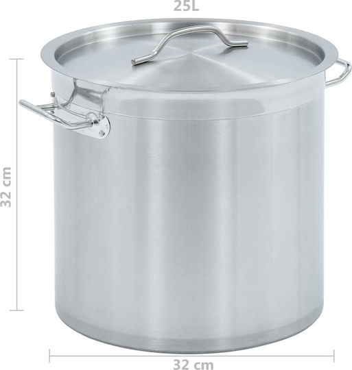 vidaXL Edelstahl Marmitentopf 25Es / 32cm