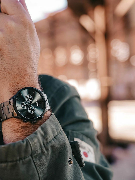 Le Dom Principal Men's Watch 44mm Chronograph Battery with Black Metal Bracelet