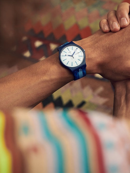 Swatch Fiammablu Uhr mit Batteriewerk