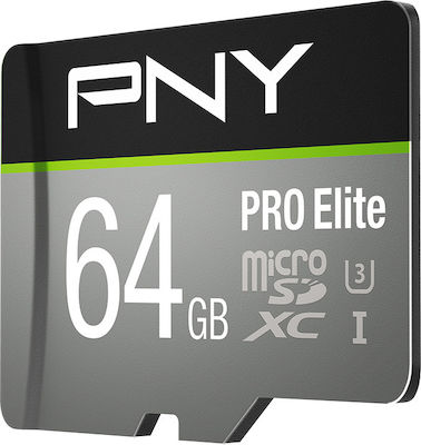 PNY Pro Elite microSDXC 64GB Klasse 10 U3 V30 A1 UHS-I mit Adapter