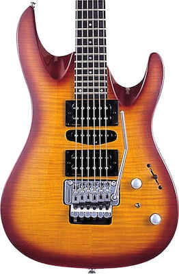 Aria Electric Guitar MAC-45 with HSH Pickups Layout, Tremolo, Rosewood Fretboard in Burst