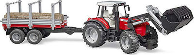 Bruder Massey Ferguson & Frontloader and Timber Trailer Traktor 02046