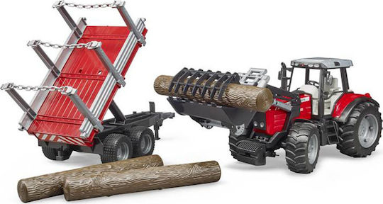 Bruder Massey Ferguson & Frontloader and Timber Trailer Τρακτέρ 1:16 Αγροτικό για 3+ Ετών