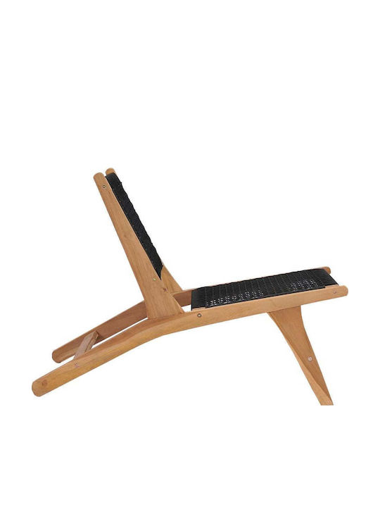 Σεζλόνγκ Ξύλινη με Μαύρο Ύφασμα 89.5x60x65cm