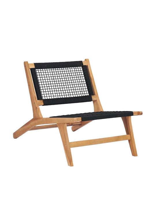 Σεζλόνγκ Ξύλινη με Μαύρο Ύφασμα 89.5x60x65cm