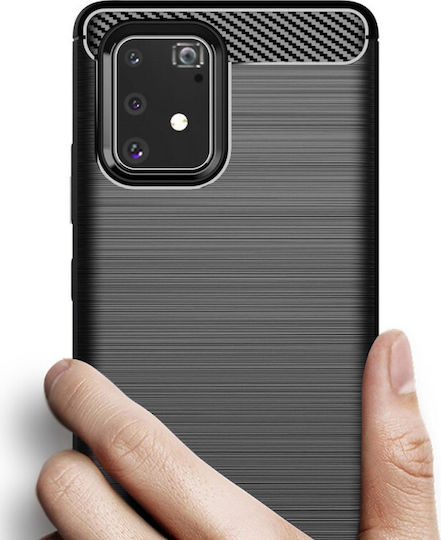 Hurtel Carbon Fiber Brushed Back Cover Σιλικόνης Μαύρο (Galaxy S10 Lite)