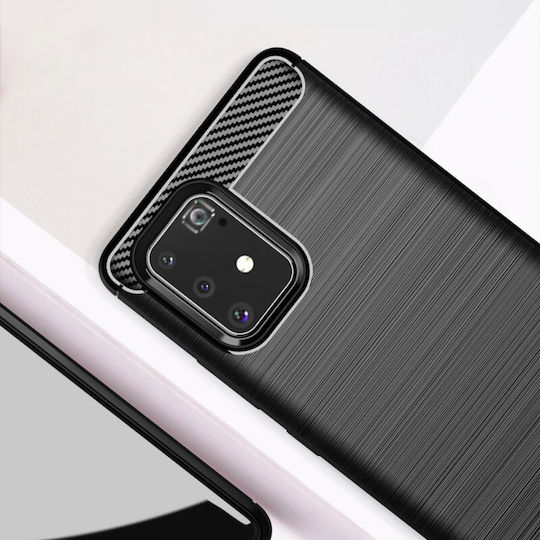 Hurtel Carbon Fiber Brushed Back Cover Σιλικόνης Μαύρο (Galaxy S10 Lite)