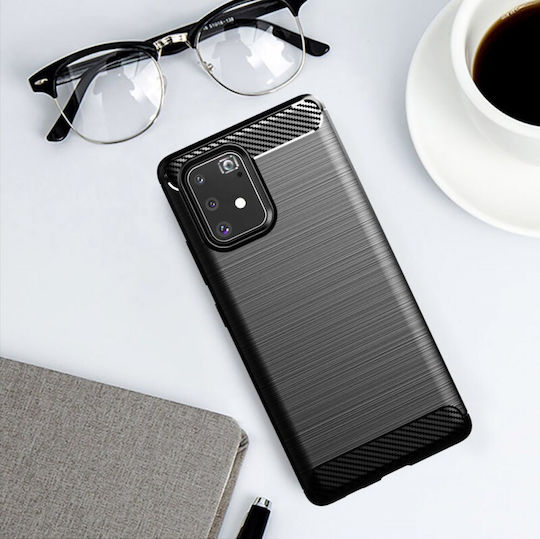 Hurtel Carbon Fiber Brushed Back Cover Σιλικόνης Μαύρο (Galaxy S10 Lite)