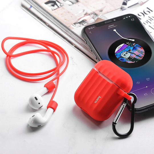 Hoco WB10 Калъф с кука в Червен цвят за Apple AirPods 1 / AirPods 2