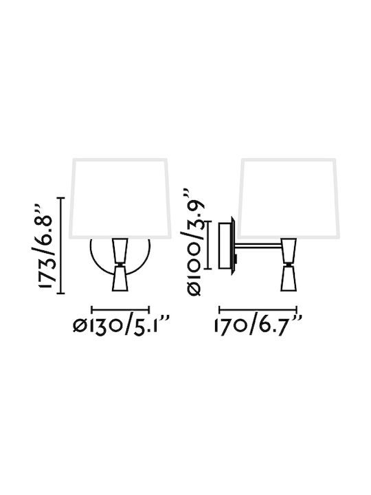 Faro Barcelona Modern Lamp Wall with Socket E27 and Switch Black 21.5x17.5cm