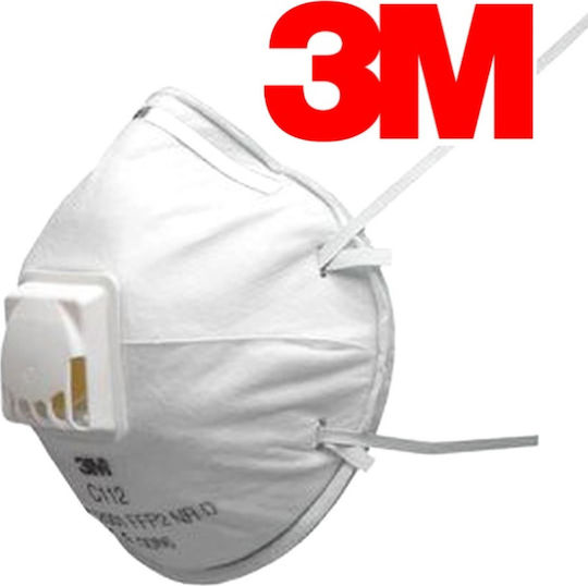 3M C112 NR D Μάσκα Προστασίας FFP2 με Βαλβίδα σε Λευκό χρώμα 1τμχ