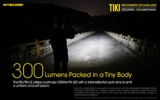 NiteCore Rechargeable Keychain Flashlight LED IP66 with Maximum Brightness 300lm TIKI LE Black