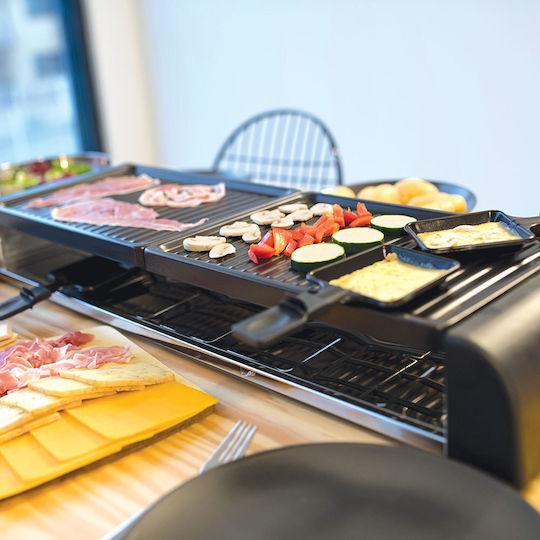 Livoo Set 12 Persons Tischplatte Elektrogrill Raclette Geriffelte Platte 1800W mit einstellbarem Thermostat 75cmx24cmcm