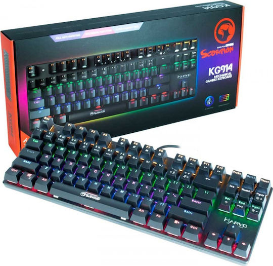 Marvo KG914 Gaming Μηχανικό Πληκτρολόγιο Tenkeyless με Custom Blue διακόπτες και RGB φωτισμό (Αγγλικό US)