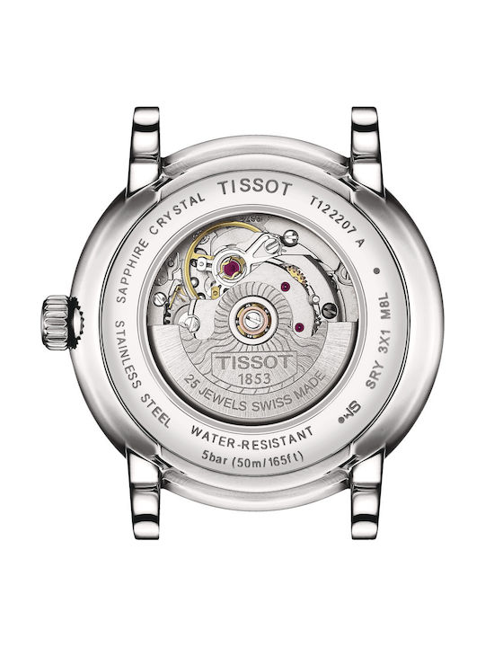 Tissot Carson Γυναικείο Ρολόι 30mm Αυτόματο με Μαύρο Δερμάτινο Λουράκι