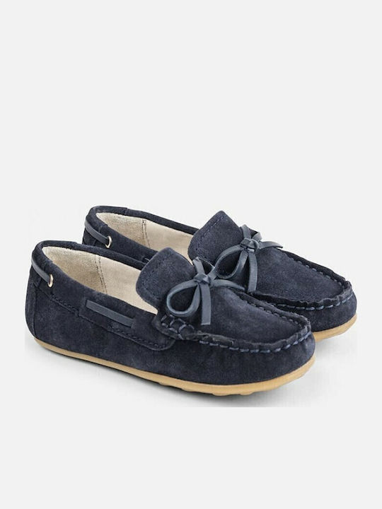 Boys Suede Moccasins with Laces Navy Blue