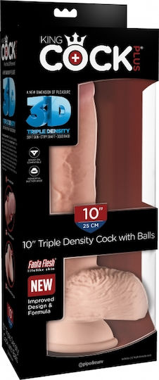 King Cock Triple Density Реалистично дилдо с Топки и Вендуза Плът 25см