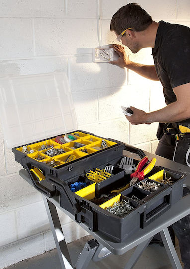 Stanley SortMaster Tool Compartment Organiser 24 Slot Adjustable & Removable Box Black 40x30x13.7cm