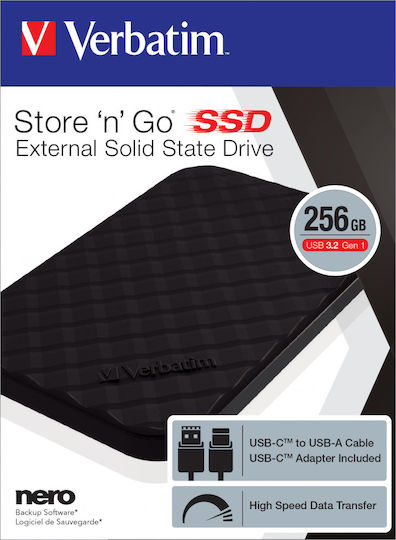 Verbatim Store 'n' Go SSD USB 3.2 256GB 2.5" Черен