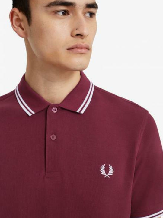 Herren Shirt Kurzarm Polo Burgundisch