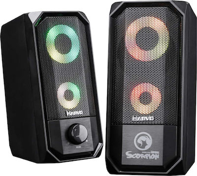 Marvo Scorpion SG-265 Computerlautsprecher 2.0 mit RGB-Beleuchtung und Leistung 6W in Schwarz Farbe