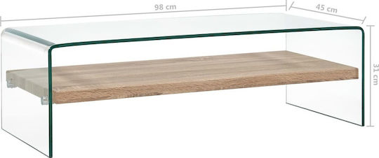 Rectangular Central Glass Coffee Table Transparent M98xW45xH31cm
