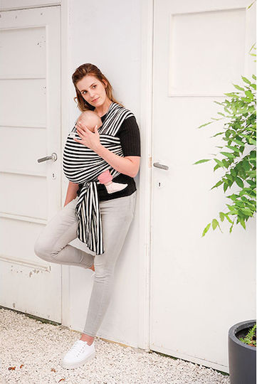 Babylonia Wrap Carrier Tricot - Slen Organic Black & White Stripes with Maximum Weight 10kg