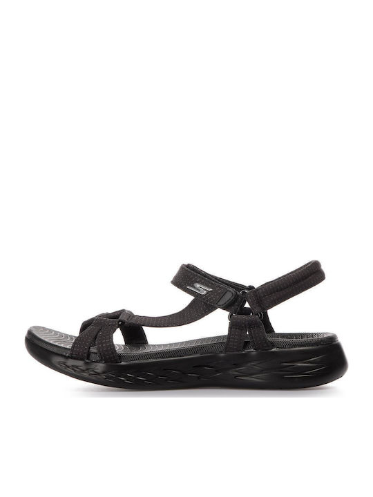 Heathered River Strap Flache Sandalen für Damen Sportlich in Schwarz Farbe