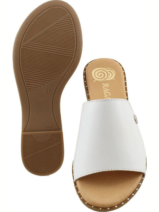 Leather Women's Flat Sandals Anatomic in White Color