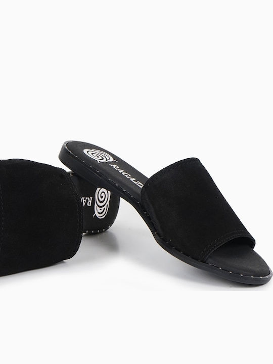 Leather Women's Flat Sandals Black