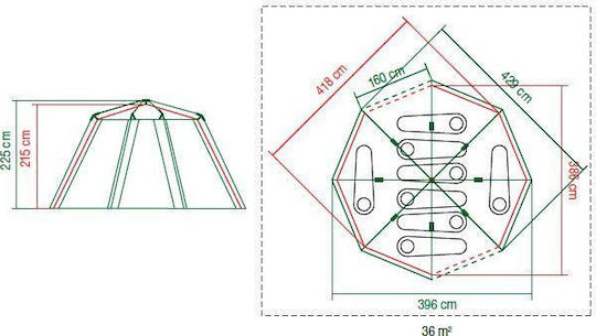 Coleman Octagon 8 Camping Tent Blue with Double Cloth 3 Seasons for 8 People 225x396x225cm