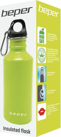 Beper Insulated Flask Bottle Thermos Stainless Steel BPA Free 500ml Green