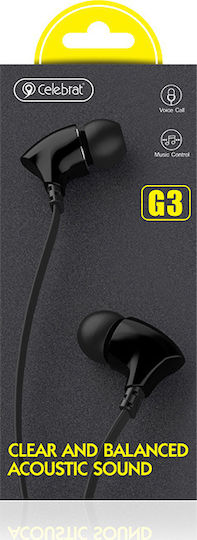 Celebrat G3 In-Ear Freihändig Kopfhörer mit Stecker 3.5mm Schwarz