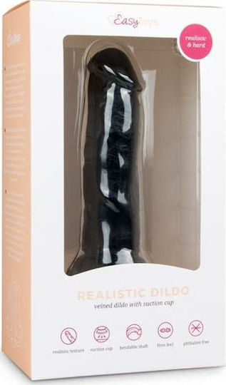 Easytoys Glass Dildo With Suction Cup Black 15.5cm