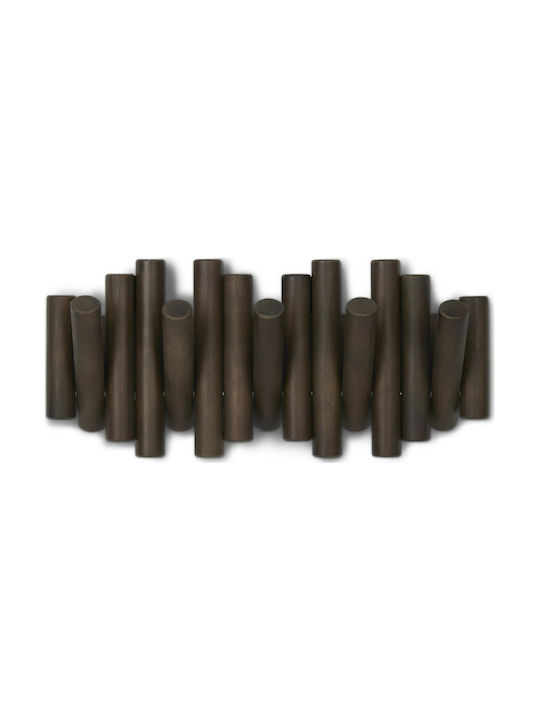 Umbra Wooden Wall Hanger Picket with 5 Slots Brown 38x4.4x16.5cm