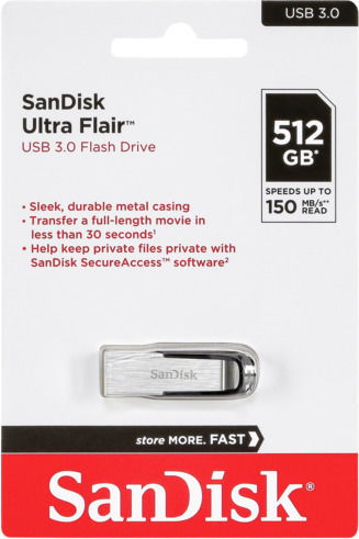 Sandisk Ultra Flair 512GB USB 3.0 Stick Black