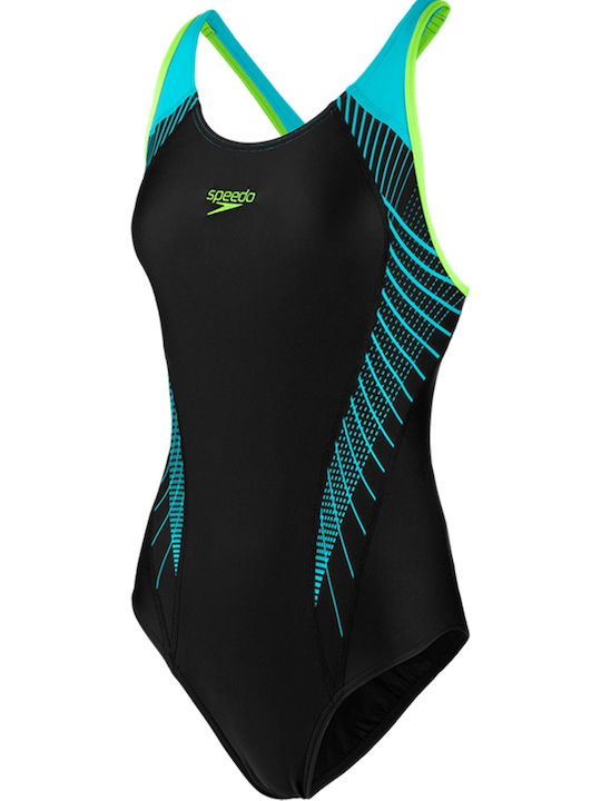 Fit Laneback Athletic One-Piece Swimsuit Black