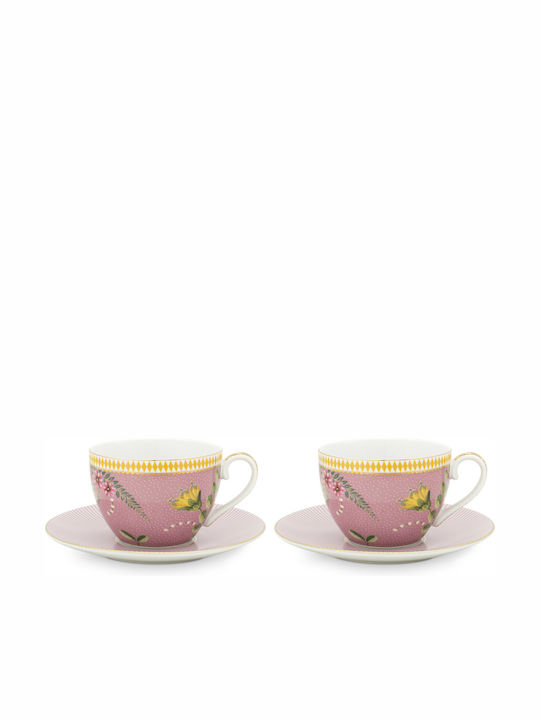 PiP Studio La Majorelle Porcelain Cappuccino Cup Set 280ml Ροζ 2pcs