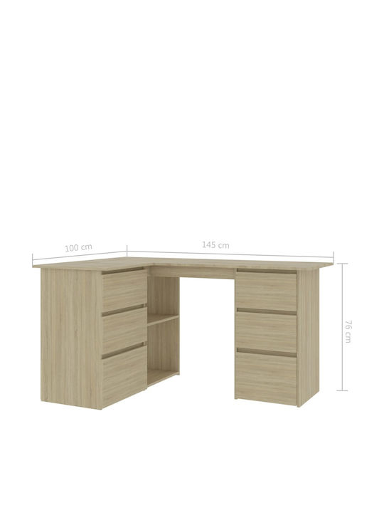 Γωνιακό Γραφείο Ξύλινο Μπεζ 145x100x76εκ.