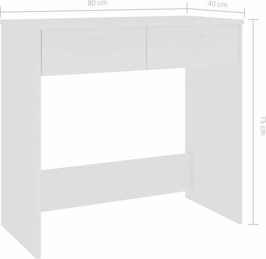 Γραφείο Ξύλινο Λευκό 80x40x75εκ.