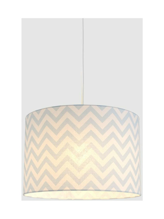 Veis Hesperis Chevron Single Bulb Kids Lighting Pendant of Fabric 60W with Drive Size E27 Pale Blue 35x24cm