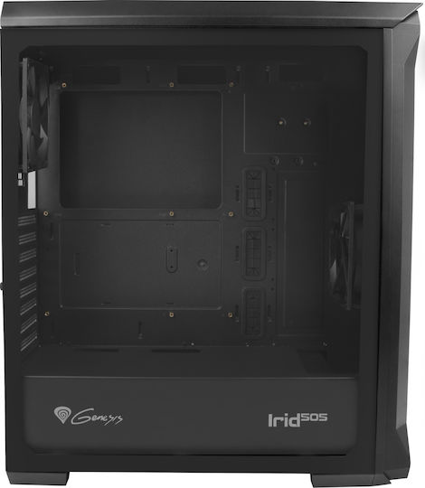 Genesis Irid 505 Gaming Midi-Turm Computergehäuse mit Seitenfenster Schwarz
