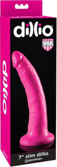 Dillio Slim Ρεαλιστικό Dildo με Βεντούζα Pink 18cm