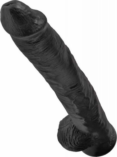 King Cock Dildo mit Hoden und Saugnapf Schwarz 36cm